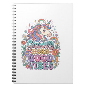 Carnet Corne Groovy Licorne Bonnes Vibrations Charmant PO