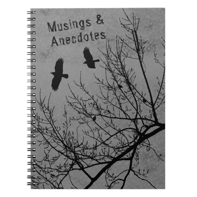 Carnet Corneilles et arbres gothiques Silhouette Gris Noi (Devant)