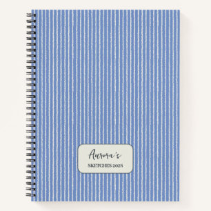 Carnet Cornflower Blue Stripes Motif Personnalisé