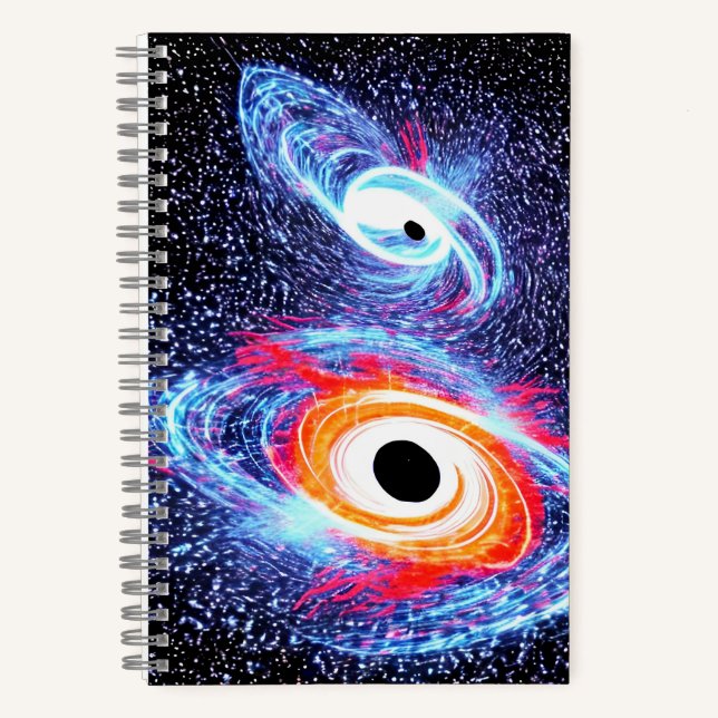 Carnet Cosmic Noir Bleu Rouge Orange Futur Galactique (Recto)