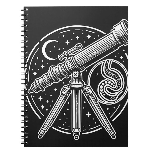 Carnet Cosmic Stargazer Télescope Vintage Art (Devant)