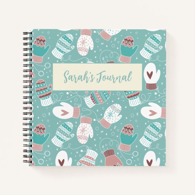 Carnet Cosy hiver Noël Mittens Motif à Mint (Devant)