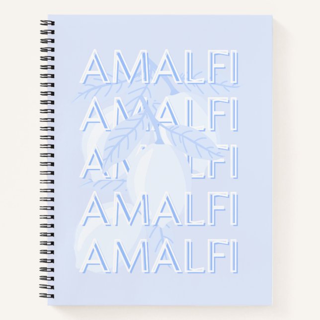 Carnet Côte d'Amalfi, Italie, Art Voyage, Preppy, Bleu (Devant)