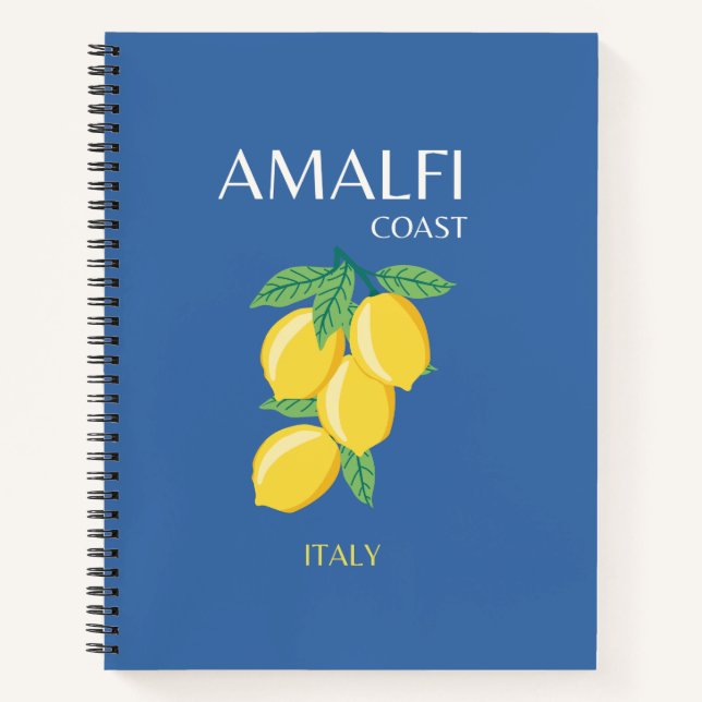 Carnet Côte d'Amalfi, Italie, Art Voyage, Rétro, Bleu (Devant)
