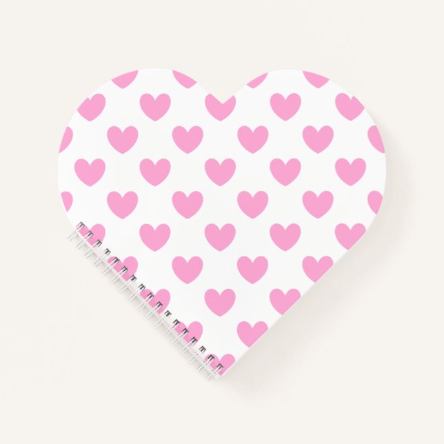 Carnet Coton Candy Pink coeurs sur blanc (Devant)