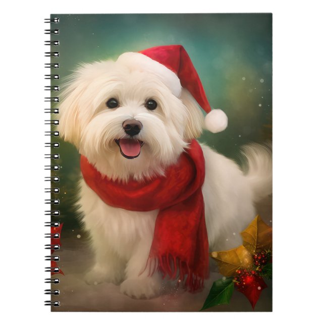 Carnet Coton De Tulear Chien dans la neige Noël (Devant)