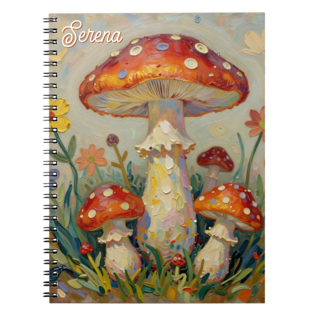 Carnet Cottage Core Champignon Personnalisé (Devant)