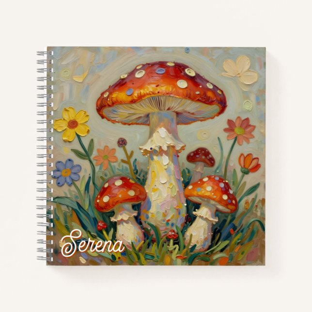 Carnet  Cottage Core Mushroom Personalized Sketchbook (Devant)