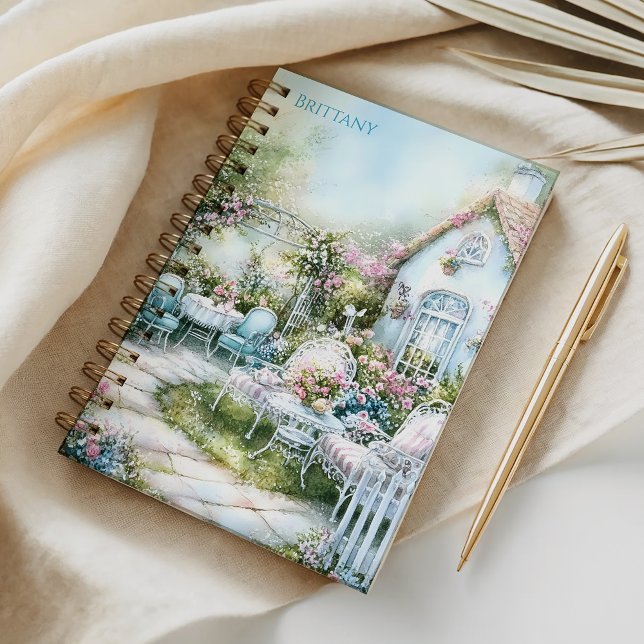 Carnet Cottage Cosy Fleurs Bleues Patio Bleu | (Créateur téléchargé)