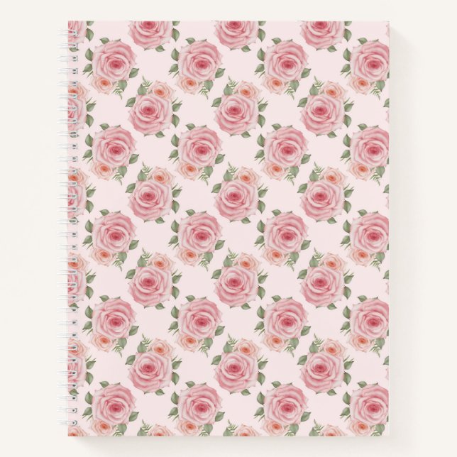 Carnet Cottage rose rose fleur vintage motif (Devant)