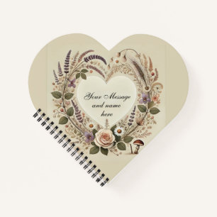 Carnet Cottagecore Coeur Floral & Champignons sauvages" C