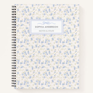 Carnet Cottagecore Vintage Fleur Bleue Personnalisé