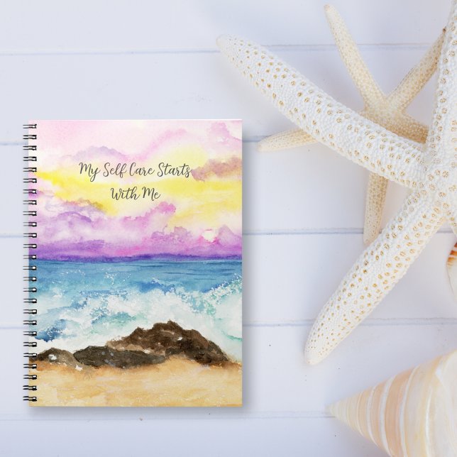 Carnet Coucher de soleil à l'aquarelle sur la plage Le so (Créateur téléchargé)