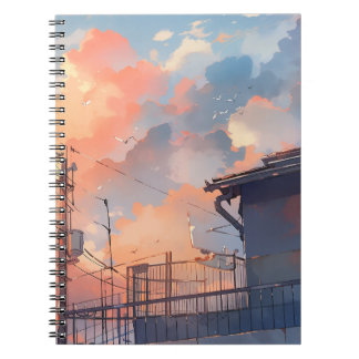 Carnet Coucher de soleil Anime - Paysage urbain esthétiqu