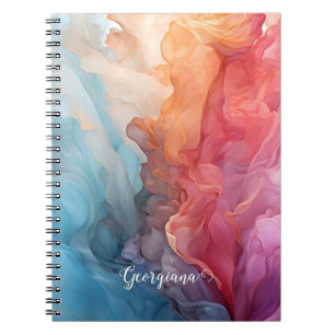 Carnet Coucher de soleil coloré personnalisé sur encre d'
