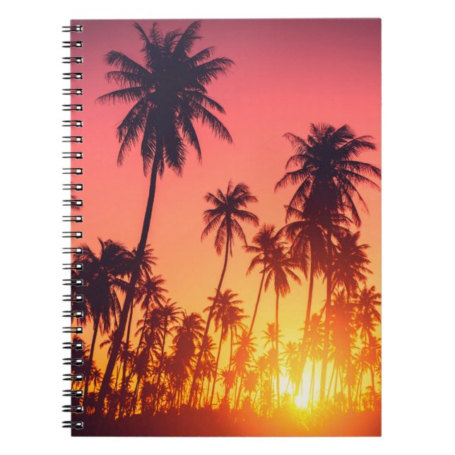 Carnet Coucher de soleil des arbres tropicaux (Devant)