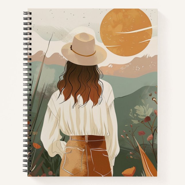 Carnet Coucher de soleil désert Boho Terracotta Sage (Devant)