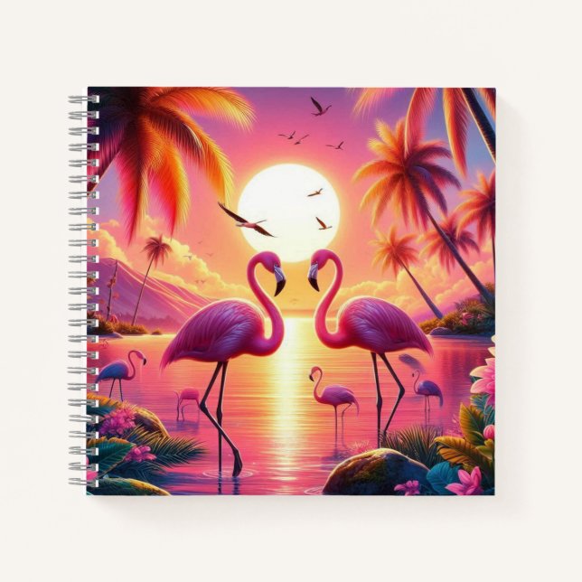 Carnet coucher de soleil flamant rose ! (Devant)
