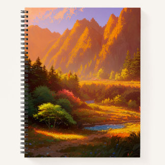 Carnet Coucher de soleil majestueux dans la vallée verte