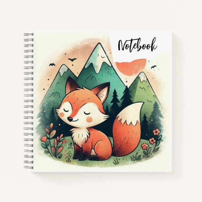 Carnet Coucher de soleil Paws – Renard et chiot dans le d (Devant)