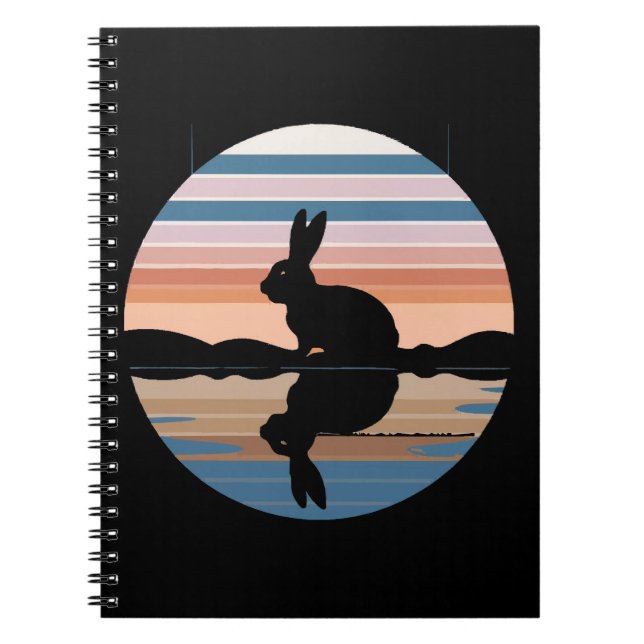 Carnet Coucher de soleil rétro de lapin (Devant)