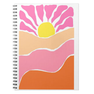 Carnet Coucher de soleil rose pâle et orange bohème