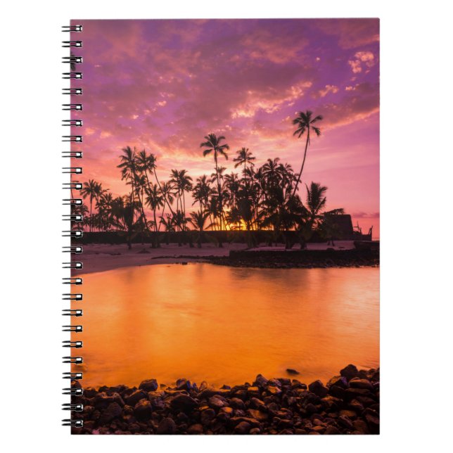 Carnet Coucher de soleil rose sur la plage d'Hawaii (Devant)