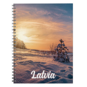 Carnet Coucher de soleil sur la côte de la mer d'hiver