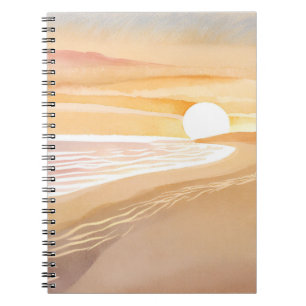 Carnet Coucher de soleil sur la plage aquarelle Beau ja