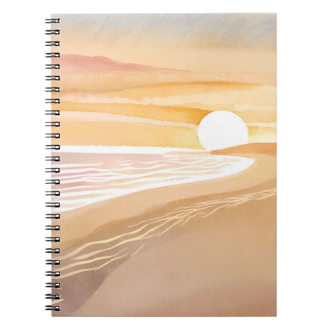 Carnet Coucher de soleil sur la plage aquarelle | Beau ja (Devant)