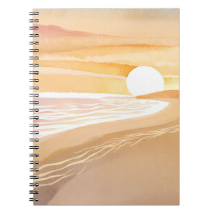 Carnet Coucher de soleil sur la plage aquarelle Belle m