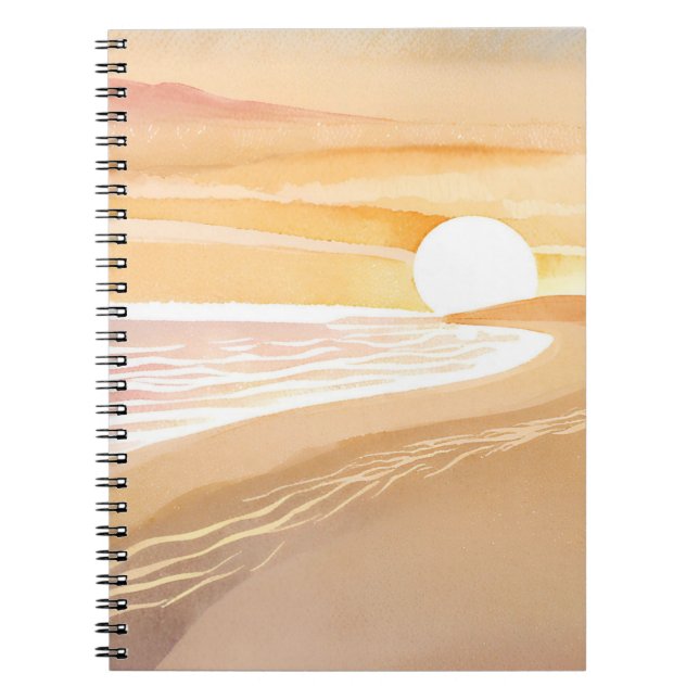 Carnet Coucher de soleil sur la plage aquarelle | Belle m (Devant)