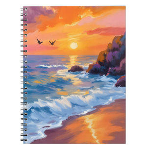 Carnet Coucher de soleil sur la plage d'Orange Peinture