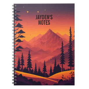 Carnet Coucher de soleil sur le paysage de montagne perso