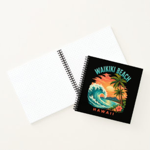 Carnet Coucher de soleil tropical à Waikiki Beach Hawaï