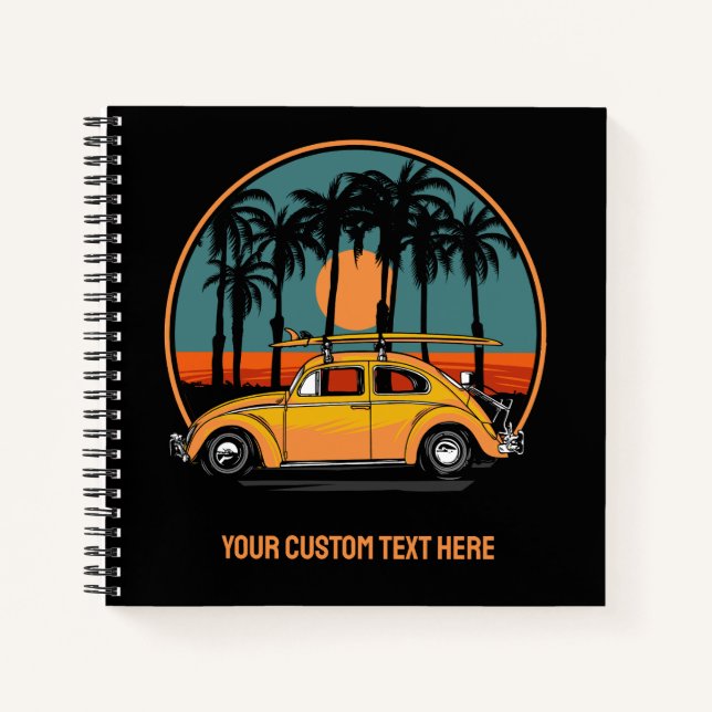 Carnet Coucher de soleil Tropical de texte personnalisé (Devant)