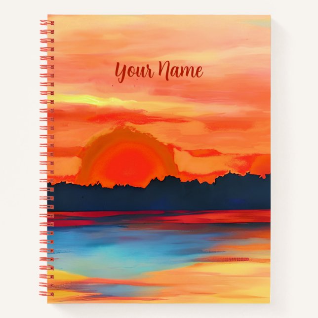 Carnet Coucher de soleil vif sur l'océan dans l'orange vi (Devant)