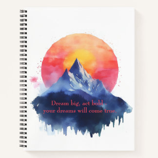 Carnet Coucher De Soleil Vive Sur La Montagne Majestueuse