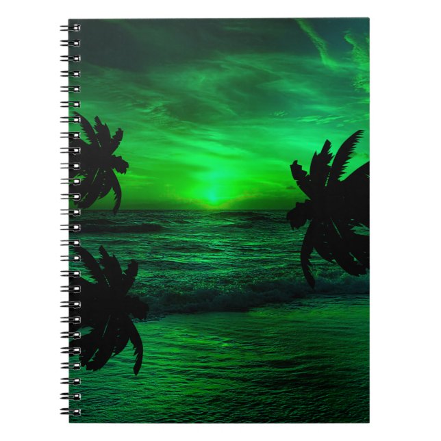 CARNET COUCHERS DE SOLEIL VERTS PAYSAGE OCÉANIQUE  (Devant)