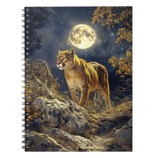 Carnet Cougar in the Moonlight Wildlife Art (Devant)