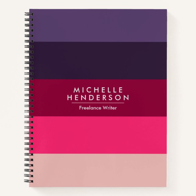 Carnet Couleur Bleu Couleur Gradiente Bandes (Devant)