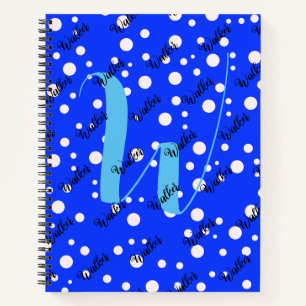 Carnet Couleur bleu esthétique - Nom initial Monogramme