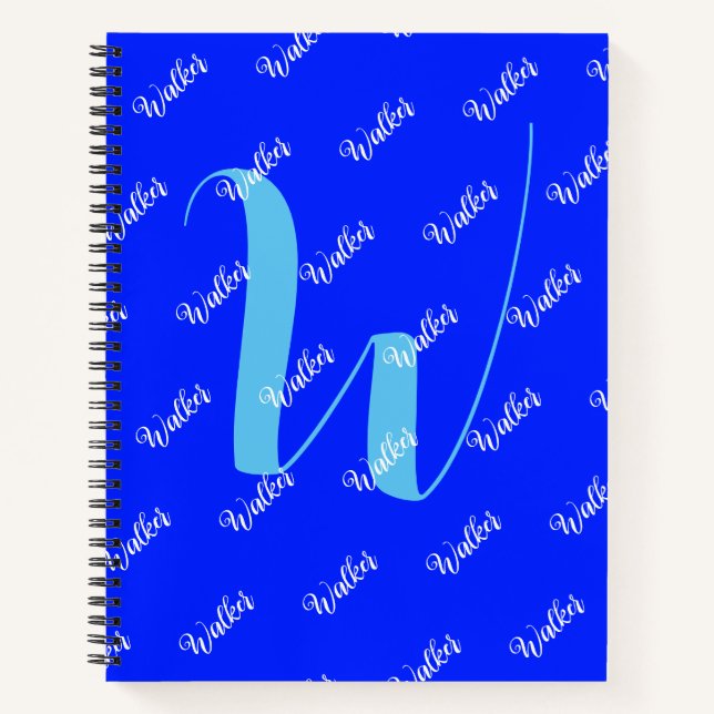 Carnet Couleur bleu moderne - Trend Nom initial Monogramm (Devant)