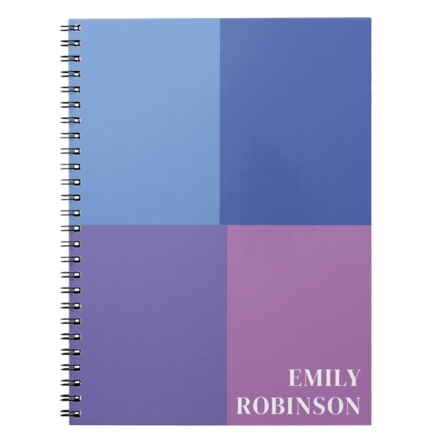 Carnet Couleur Bloc bleu violet personnalisé (Devant)