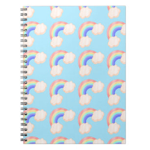 Carnet Couleur brillante de Kawaii Rainbows Blue Motif Cu