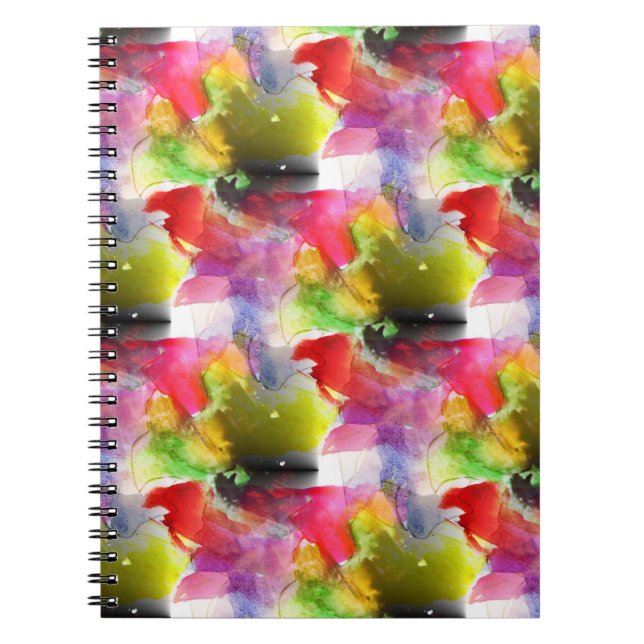 Carnet Couleur d'aquarelle rouge et jaune (Devant)