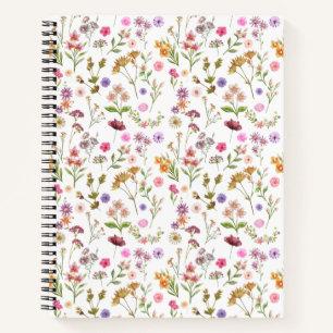 Carnet couleur de l'eau fleurie motif - rose, violet, ver