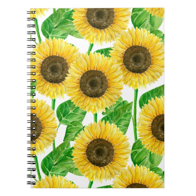 Carnet Couleur d'eau des fleurs de soleil (Devant)