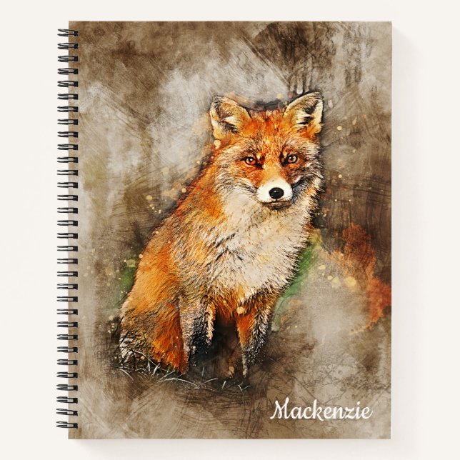 Carnet Couleur d'eau douce personnalisée Fox (Devant)