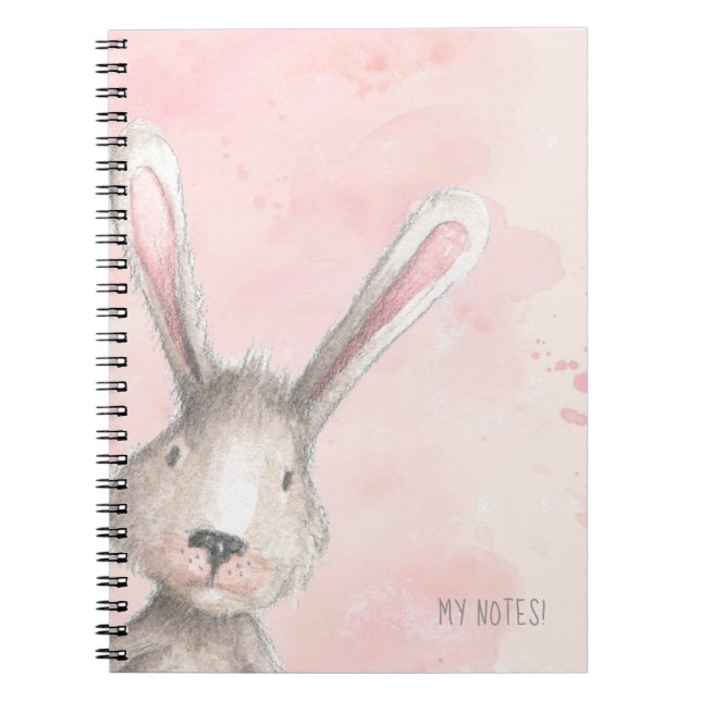 Carnet Couleur d'eau Lapin Rabbit Mes Notes personnalisé (Devant)